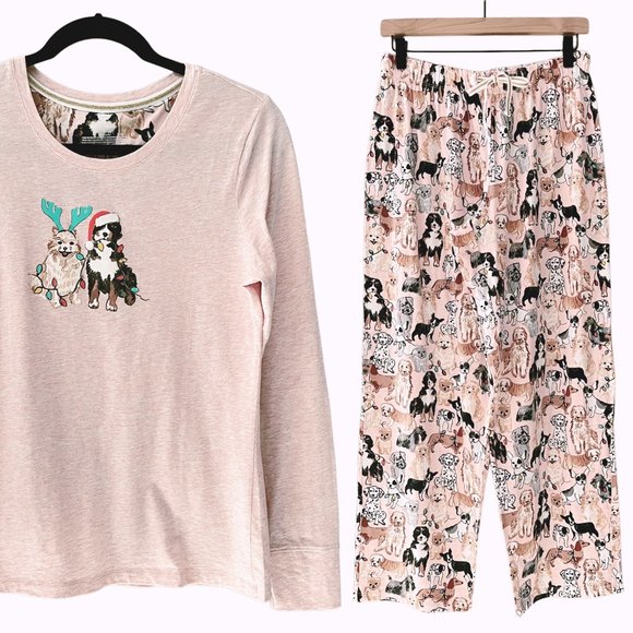 Sleep Sense Cotton Holiday Dog Print 2 Piece Pajamas Set - Picture 1 of 10